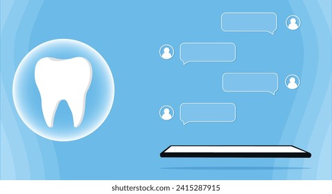 Banner web de profesión de dentista o página de aterrizaje con icono de dientes. Diente blanco saludable. Banner dental o fondo. Ilustración del vector

