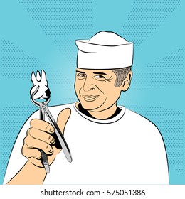 Dentist pulled out a tooth. Pop art retro vector, realistic hand drawn illustration. 
