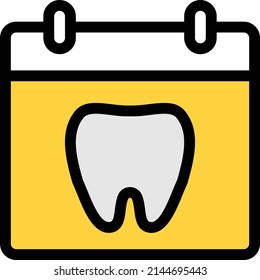 Dentist reception day icon. Schedule an dentist appointment icon. Calendar page with tooth icon vector, linear sign. Dentist, appointment, calendar, doctor, reception