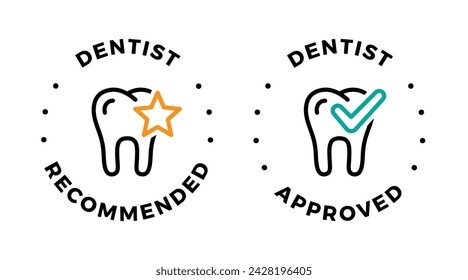 Insignia aprobada del logotipo del icono del vector recomendada por el dentista