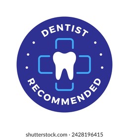 Insignia aprobada del logotipo del icono del vector recomendada por el dentista