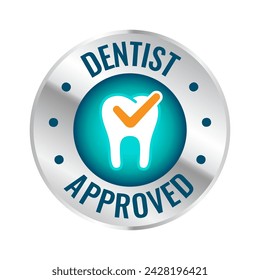 Insignia aprobada del logotipo del icono del vector recomendada por el dentista