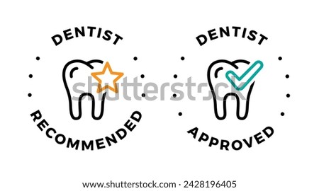 Dentist recommended approved vector icon logo badge