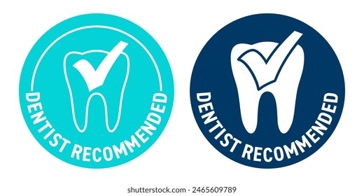 Dentist recommended flat label for professional tested oral hygienic products - toothpaste, toothbrush or mouthwash