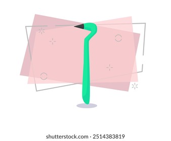 Ilustração da escala dentária. Ferramenta, instrumento, equipamento. Conceito de tratamento dentário. Pode ser usado para tópicos como odontologia, ortodontia, odontologia