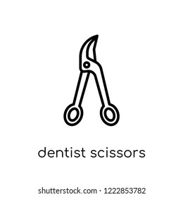 dentist Scissors icon. Trendy modern flat linear vector dentist Scissors icon on white background from thin line Dentist collection, editable outline stroke vector illustration