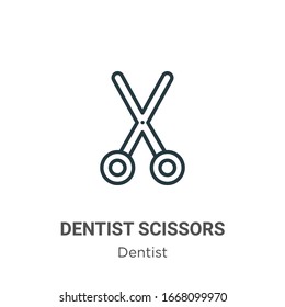 Icono vectorial de contorno de las tijeras dentistas. Icono de tijeras dentistas negras de línea delgada, simple ilustración de elemento vector plano del concepto dentista editable trazo aislado sobre fondo blanco