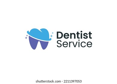 Dentist service tooth orthodontic logo design vector