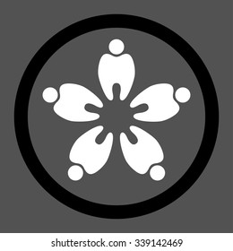 Dentist Service vector icon. Style is bicolor flat rounded symbol, black and white colors, rounded angles, gray background.