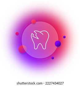Dentist set icon. Tooth, injection, anesthesia, root, mouth, enamel, artificial limb, doctor, xray prosthesis. Health care concept. Glassmorphism style. Vector line icon for Business