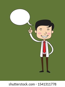 Dentist - Smiling and Pointing to Speech Bubble