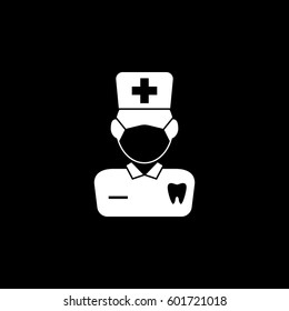 Dentist solid icon, dental and medicine, doctor sign vector graphics, a filled icon on a black background, eps 10.