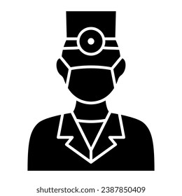 Icono sólido dentista, concepto del día internacional del dentista, signo de la máscara de la cara sobre fondo blanco, icono cirujano en estilo glifo para concepto móvil y diseño web. Gráficos vectoriales