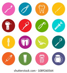 Dentist stomatologist icons set vector colorful circles isolated on white background 