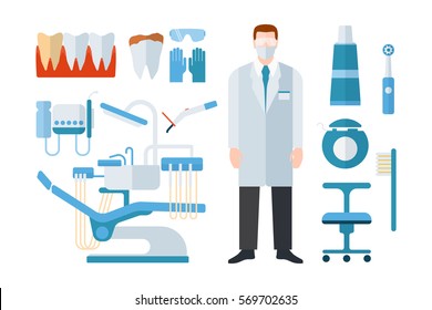 Dentist and stomatology equipment vector illustration.