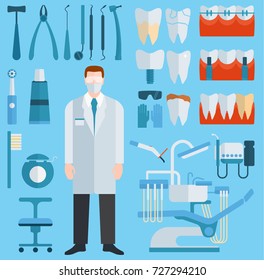 Dentist and stomatology equipment vector illustration.