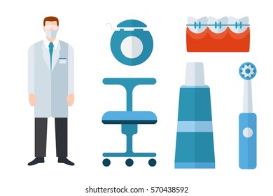 Dentist and stomatology health care equipment vector illustration.