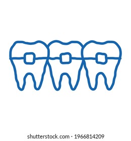 Dentist Stomatology Teeth Braces sketch icon vector. Hand drawn blue doodle line art isolated symbol illustration