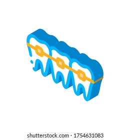 Dentist Stomatology Teeth Braces vector isometric sign. color isolated symbol illustration