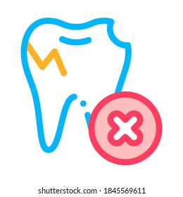 Dentist Stomatology Unhealthy Tooth Vector Icon Sign Thin Line. Caries And Debris Bad Tooth Linear Pictogram. Chairside Assistance Dental Health Service Contour Illustration