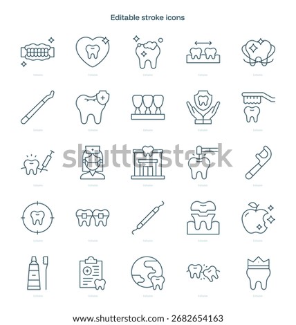 Dentist stroke icon. Dentist line icon set. editable stroke icon pack