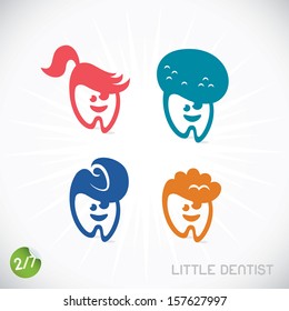 Dentist Symbols, Sign, Illustration, Button, Badge, Logo for Family, Baby, Children, Teenager, People