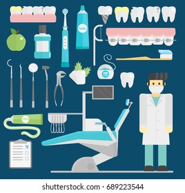 Dentist symbols vector set health care medicine and chemical engineering symbols