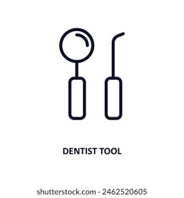 dentist tool icon. Thin line dentist tool icon from medical and healthcare collection. Outline vector isolated on white background. Editable dentist tool symbol can be used web and mobile