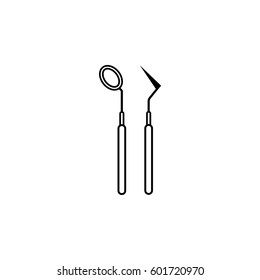 Dentist tool line icon, dental and medicine, probe & mouth mirror sign vector graphics, a linear icon on a white background, eps 10.