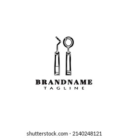 herramienta de dentista logotipo caricatura plantilla de diseño de icono negro ilustración de vector aislado
