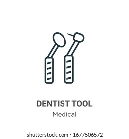 Dentist tool outline vector icon. Thin line black dentist tool icon, flat vector simple element illustration from editable medical concept isolated stroke on white background