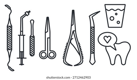 dentist tool vector icons illustration