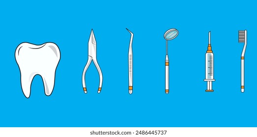 Herramientas dentales, herramientas dentales, salud dental, Ilustración vectorial dental