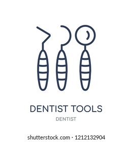 Dentist tools icon. Dentist tools linear symbol design from Dentist collection. Simple outline element vector illustration on white background.