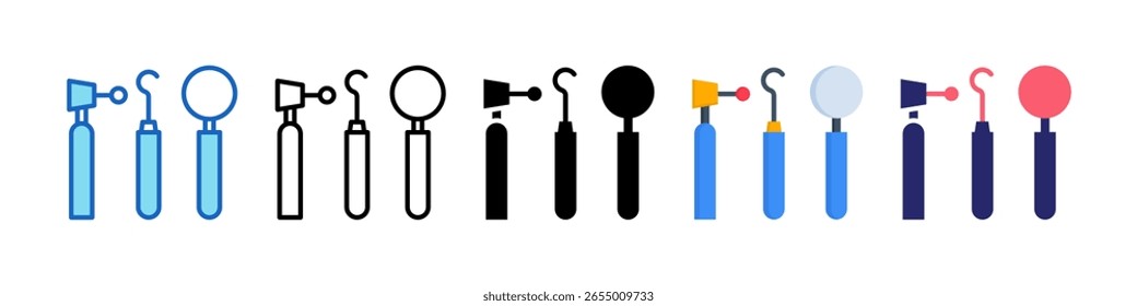 Dentist Tools Icon Multiple Style Set Collection.
