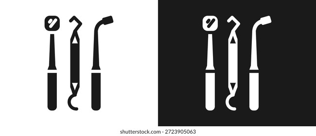 Conjunto De Iconos De Herramientas Dentistas Glifo En Fondo Blanco Y Negro