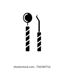 dentist tools icon, vector illustration, black sign on isolated background