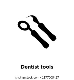 Dentist tools icon vector isolated on white background, logo concept of Dentist tools sign on transparent background, filled black symbol