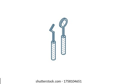 dentist tools isometric icon. 3d vector illustration. Isolated line art technical drawing. Editable stroke