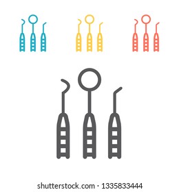 dentist tools line icons. Vector signs for web graphics.