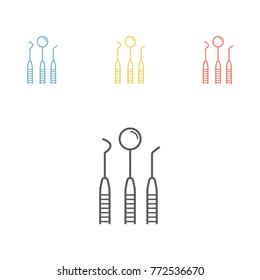 dentist tools line icons. Vector illustration