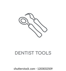 Dentist tools linear icon. Dentist tools concept stroke symbol design. Thin graphic elements vector illustration, outline pattern on a white background, eps 10.