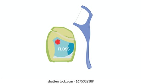 Dentist tools toothpick floss and floss icon. Vector Illustration 