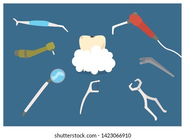 dentist tools vector illustration - what the dentist use at work