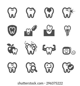 dentist and tooth in action icon set, vector eps10.