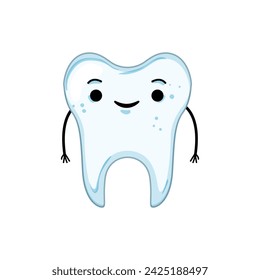 dentist tooth character cartoon. happy cute, dentistry brush, kid care dentist tooth character sign. isolated symbol vector illustration