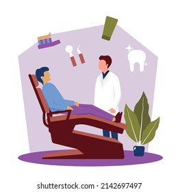 Dentist Tooth Doctor Dental Health Care Flat Illustration