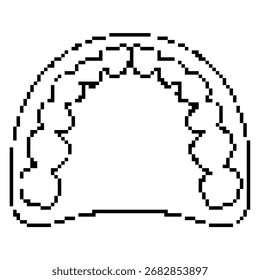 dentist tooth pixel icon, 8-bit. Isolated vector illustration.