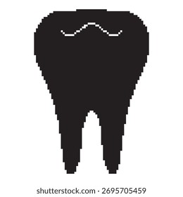 dentist tooth pixel icon, 8-bit. Vector illustration on a white background.