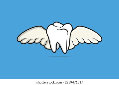 Dentist Tooth with Wings vector illustration. Healthcare and medical objects icon concept. Dentist tooth and bird wings vector design. Dentist logo tooth with wings.